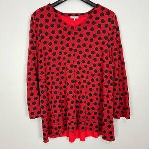Habitat Textured Dot Knit Tunic Top Women’s Size XL Art to Wear Stretch Colorful